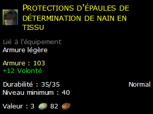 Protections d'épaules de détermination de nain en tissu