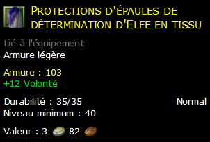 Protections d'épaules de détermination d'Elfe en tissu