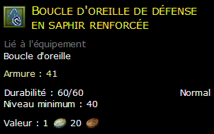 Boucle d'oreille de défense en saphir renforcée