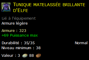 Tunique matelassée brillante d'Elfe