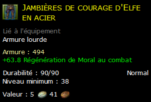 Jambières de courage d'Elfe en acier