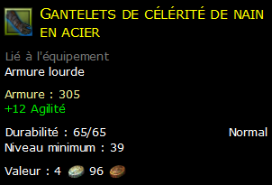 Gantelets de célérité de nain en acier