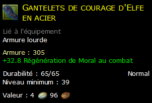 Gantelets de courage d'Elfe en acier