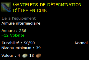 Gantelets de détermination d'Elfe en cuir