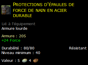 Protections d'épaules de force de nain en acier durable