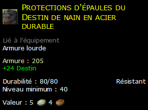 Protections d'épaules du Destin de nain en acier durable