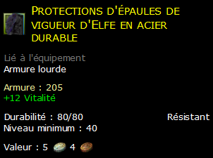 Protections d'épaules de vigueur d'Elfe en acier durable