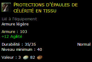 Protections d'épaules de célérité en tissu