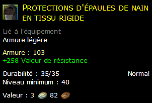 Protections d'épaules de nain en tissu rigide