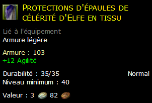 Protections d'épaules de célérité d'Elfe en tissu