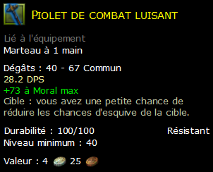 Piolet de combat luisant