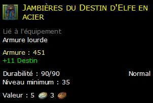 Jambières du Destin d'Elfe en acier