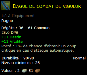 Dague de combat de vigueur