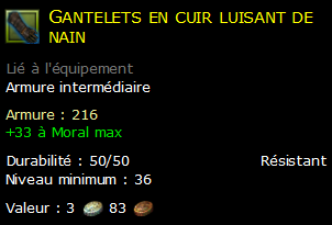 Gantelets en cuir luisant de nain