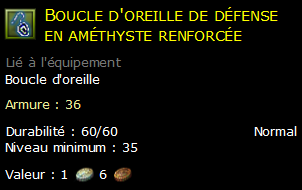 Boucle d'oreille de défense en améthyste renforcée