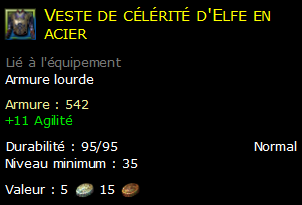 Veste de célérité d'Elfe en acier