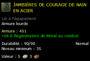 Jambières de courage de nain en acier