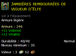 Jambières rembourrées de vigueur d'Elfe