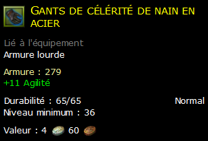 Gants de célérité de nain en acier