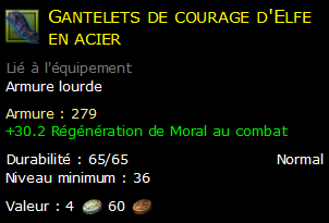 Gantelets de courage d'Elfe en acier