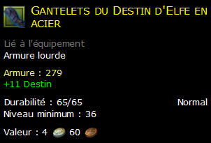 Gantelets du Destin d'Elfe en acier