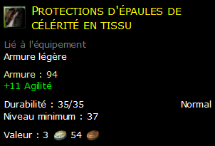 Protections d'épaules de célérité en tissu