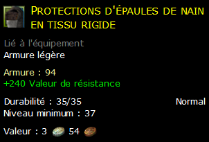 Protections d'épaules de nain en tissu rigide