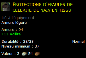 Protections d'épaules de célérité de nain en tissu