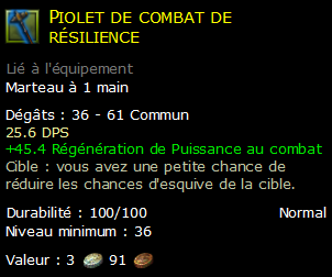 Piolet de combat de résilience