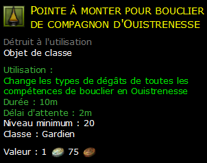 Pointe à monter pour bouclier de compagnon d'Ouistrenesse