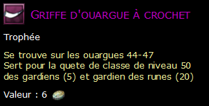 Griffe d'ouargue à crochet