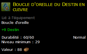 Boucle d'oreille du Destin en cuivre