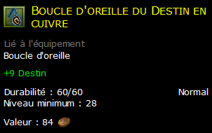 Boucle d'oreille du Destin en cuivre