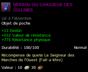 Verrou du chasseur des collines