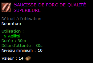 Saucisse de porc de qualité supérieure