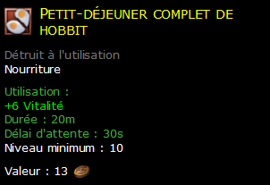 Petit-déjeuner complet de hobbit