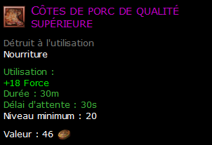 Côtes de porc de qualité supérieure