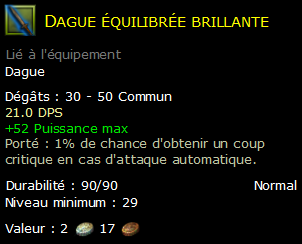 Dague équilibrée brillante