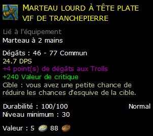 Marteau lourd à tête plate vif de tranchepierre