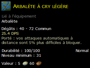 Arbalète à cry légère