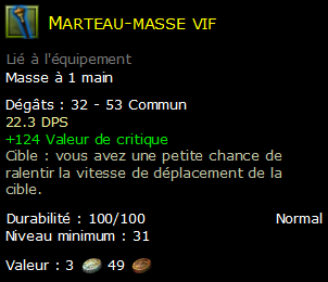 Marteau-masse vif