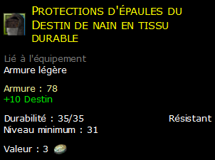 Protections d'épaules du Destin de nain en tissu durable