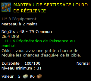 Marteau de sertissage lourd de résilience