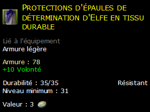 Protections d'épaules de détermination d'Elfe en tissu durable