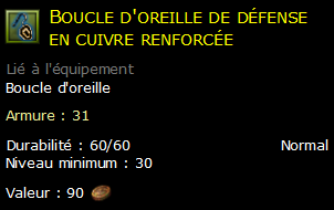 Boucle d'oreille de défense en cuivre renforcée