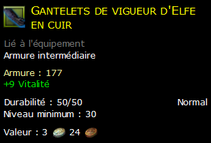 Gantelets de vigueur d'Elfe en cuir