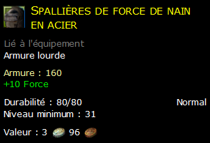 Spallières de force de nain en acier