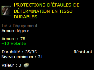 Protections d'épaules de détermination en tissu durables