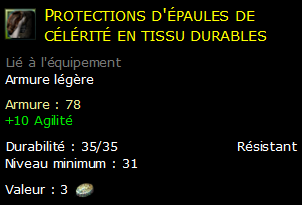 Protections d'épaules de célérité en tissu durables