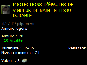 Protections d'épaules de vigueur de nain en tissu durable